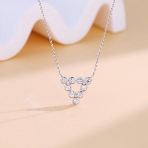 925 Sterling Silver Zircon Triangle Pendant Necklace 80200487
