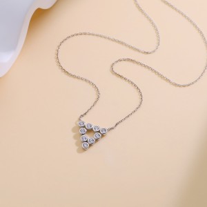 925 Sterling Silver Zircon Triangle Pendant Necklace 80200487