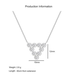 925 Sterling Silver Zircon Triangle Pendant Necklace 80200487