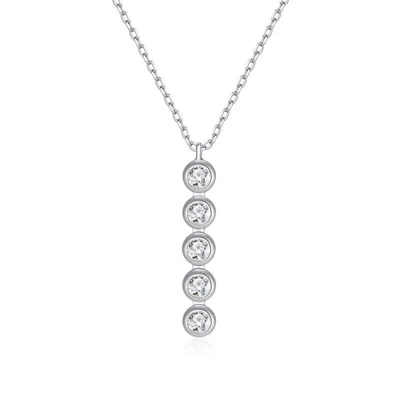 925 Sterling Silver Five-Stone Pendant Necklace 80200488