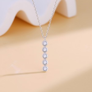 925 Sterling Silver Five-Stone Pendant Necklace 80200488