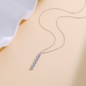 925 Sterling Silver Five-Stone Pendant Necklace 80200488