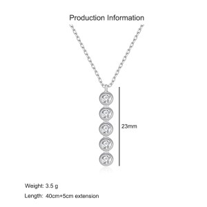 925 Sterling Silver Five-Stone Pendant Necklace 80200488