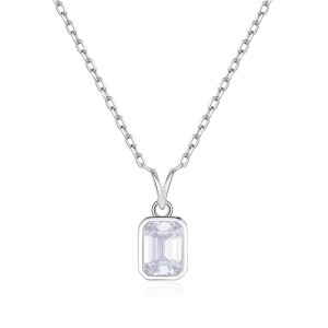 925 Sterling Silver Square Zircon Necklace 80200489
