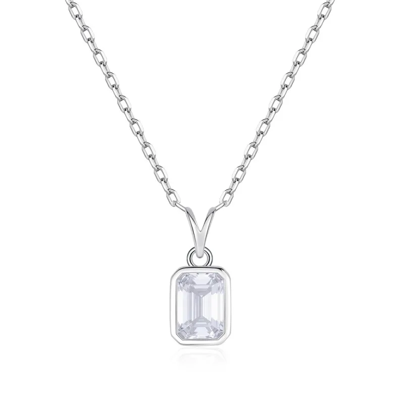 925 Sterling Silver Square Zircon Necklace 80200489