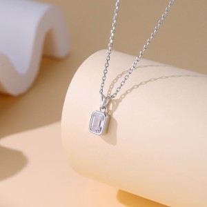 925 Sterling Silver Square Zircon Necklace 80200489