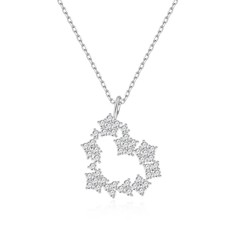 925 Sterling Silver Star Heart Pendant Necklace 80200490