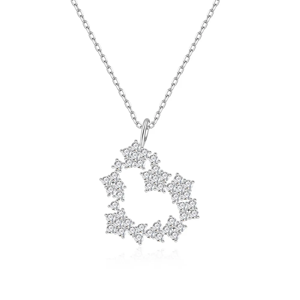 925 Sterling Silver Star Heart Pendant Necklace 80200490