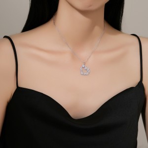 925 Sterling Silver Star Heart Pendant Necklace 80200490