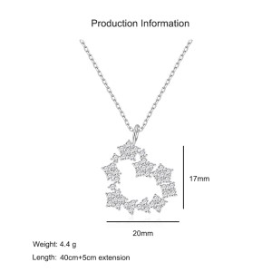 925 Sterling Silver Star Heart Pendant Necklace 80200490