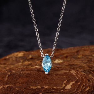 925 Sterling Silver Marquise Blue CZ Pendant Necklace 80200491 925 Sterling Silver Marquise Blue CZ Pendant Necklace 80200491