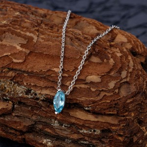 925 Sterling Silver Marquise Blue CZ Pendant Necklace 80200491 925 Sterling Silver Marquise Blue CZ Pendant Necklace 80200491