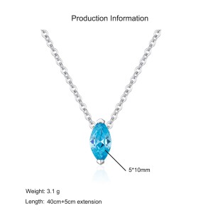 925 Sterling Silver Marquise Blue CZ Pendant Necklace 80200491 925 Sterling Silver Marquise Blue CZ Pendant Necklace 80200491