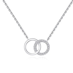 925 Sterling Silver Double Circle Pendant Necklace 80200492