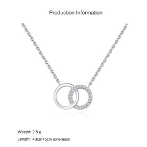 925 Sterling Silver Double Circle Pendant Necklace 80200492
