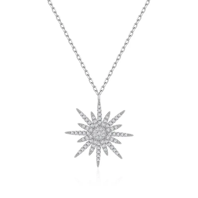 925 Sterling Silver Zircon Starlight Pendant Necklace 80200493