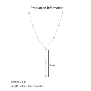 925 Sterling Silver Zircon Star Tassel Long Necklace 80200494