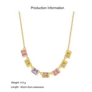 925 Sterling Silver Colorful Cube Pendant Necklace 80200495