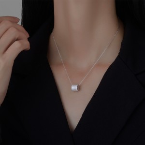 925 Sterling Silver Cylinder Pendant Necklace 80200496