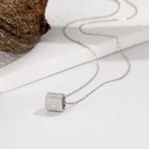 925 Sterling Silver Cylinder Pendant Necklace 80200496