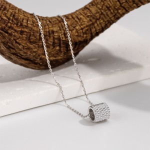 925 Sterling Silver Cylinder Pendant Necklace 80200496
