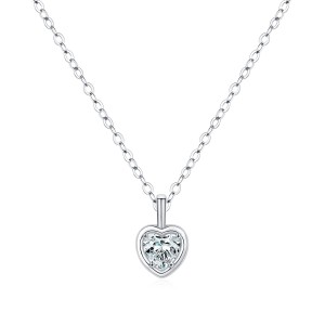 925 Sterling Silver Zircon Heart Pendant Necklace 80200498