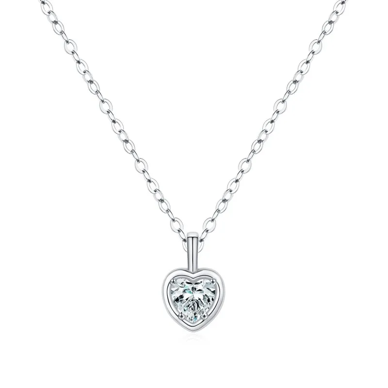 925 Sterling Silver Zircon Heart Pendant Necklace 80200498