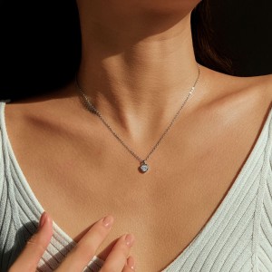 925 Sterling Silver Zircon Heart Pendant Necklace 80200498