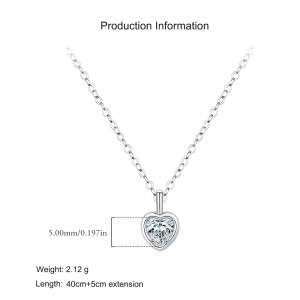 925 Sterling Silver Zircon Heart Pendant Necklace 80200498