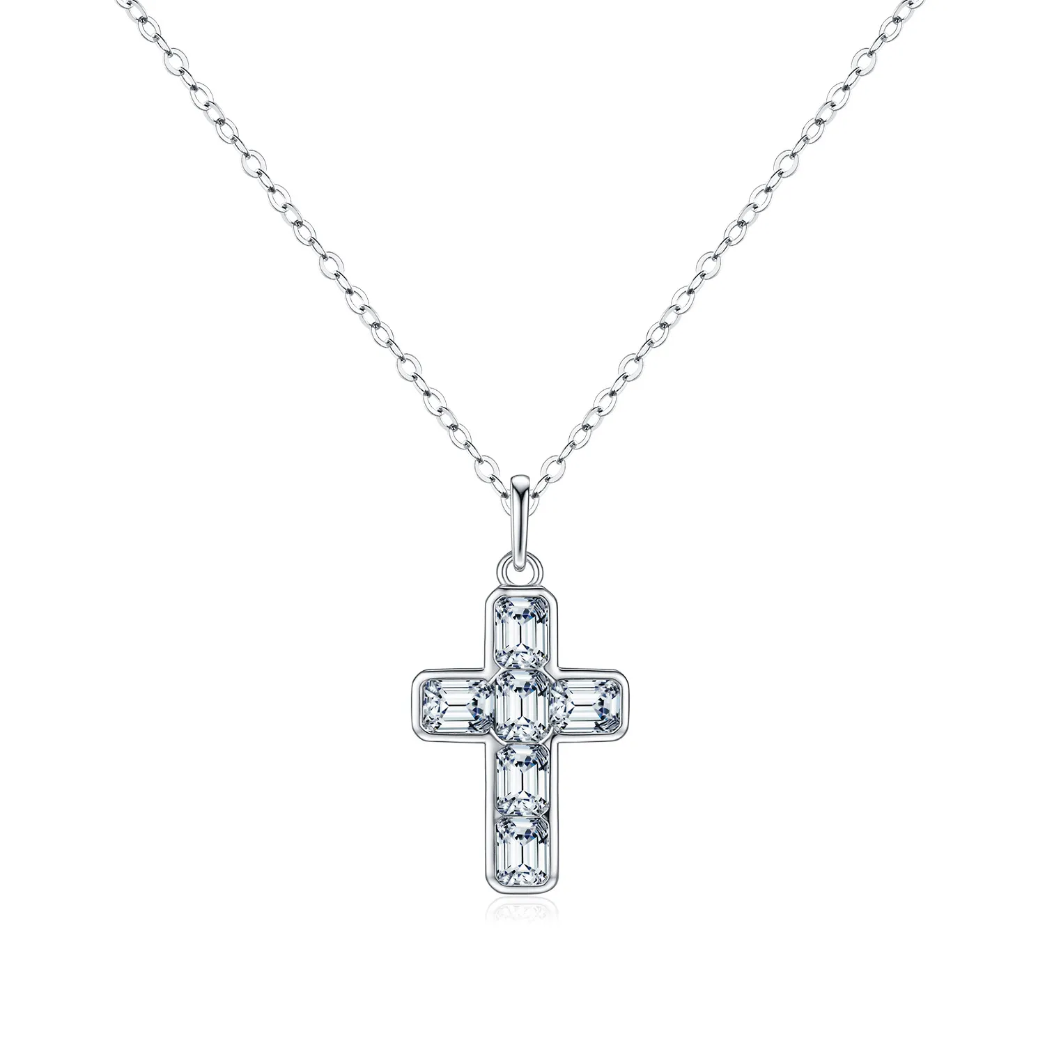 925 Sterling Silver Zircon Cross Pendant Necklace 80200500