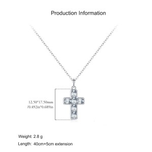 925 Sterling Silver Zircon Cross Pendant Necklace 80200500