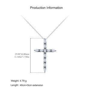 925 Sterling Silver Gothic Zircon Cross Pendant Necklace 80200501