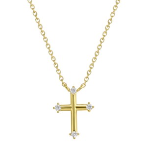 925 Sterling Silver Zircon Cross Pendant Necklace 80200502