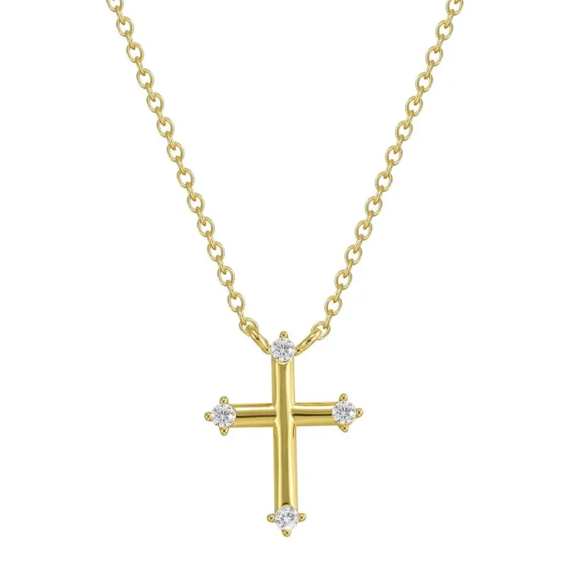 925 Sterling Silver Zircon Cross Pendant Necklace 80200502