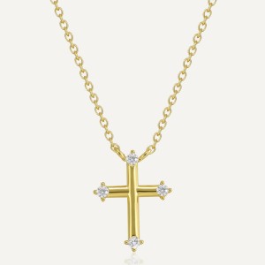 925 Sterling Silver Zircon Cross Pendant Necklace 80200502