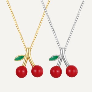 925 Sterling Silver Red Cherry Pendant Necklace 80200503 925 Sterling Silver Red Cherry Pendant Necklace 80200503