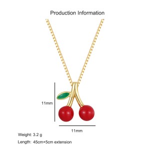 925 Sterling Silver Red Cherry Pendant Necklace 80200503 925 Sterling Silver Red Cherry Pendant Necklace 80200503