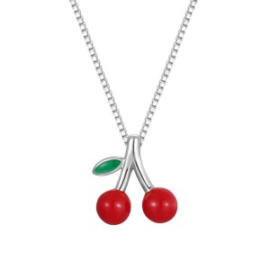 925 Sterling Silver Red Cherry Pendant Necklace 80200503 925 Sterling Silver Red Cherry Pendant Necklace 80200503