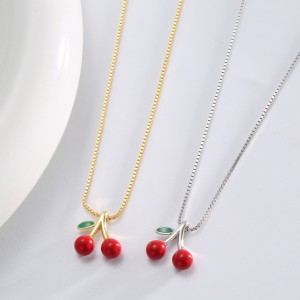 925 Sterling Silver Red Cherry Pendant Necklace 80200503 925 Sterling Silver Red Cherry Pendant Necklace 80200503