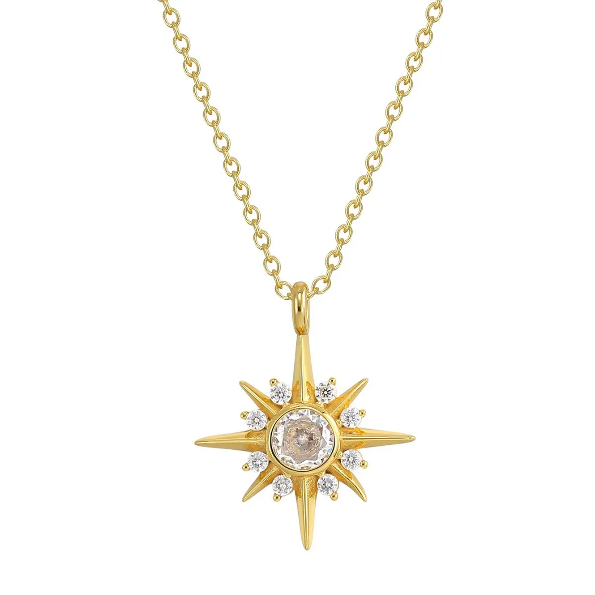 925 Sterling Silver Eight-Pointed Star Zircon Pendant Necklace 80200505 925 Sterling Silver Eight-Pointed Star Zircon Pendant Necklace 80200505