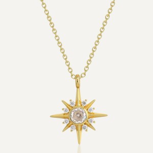 925 Sterling Silver Eight-Pointed Star Zircon Pendant Necklace 80200505 925 Sterling Silver Eight-Pointed Star Zircon Pendant Necklace 80200505