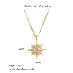 925 Sterling Silver Eight-Pointed Star Zircon Pendant Necklace 80200505 925 Sterling Silver Eight-Pointed Star Zircon Pendant Necklace 80200505