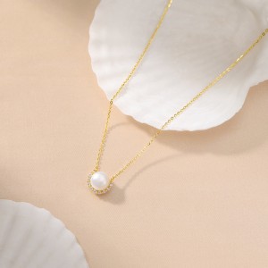 925 Sterling Silver Pearl Zirconia Necklace 80200507 925 Sterling Silver Pearl Zirconia Necklace 80200507