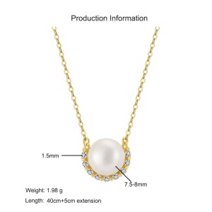 925 Sterling Silver Pearl Zirconia Necklace 80200507 925 Sterling Silver Pearl Zirconia Necklace 80200507