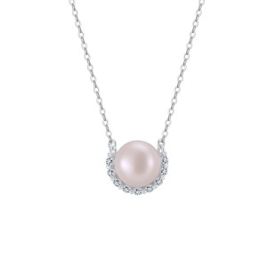 925 Sterling Silver Pearl Zirconia Necklace 80200507 925 Sterling Silver Pearl Zirconia Necklace 80200507