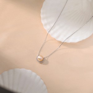 925 Sterling Silver Pearl Zirconia Necklace 80200507 925 Sterling Silver Pearl Zirconia Necklace 80200507