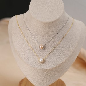 925 Sterling Silver Pearl Zirconia Necklace 80200507 925 Sterling Silver Pearl Zirconia Necklace 80200507