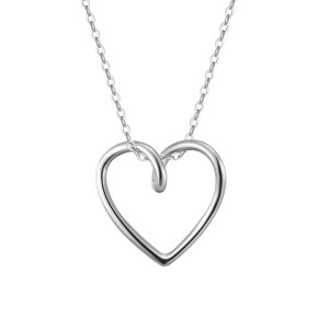 925 Sterling Silver Minimalist Heart Choker Necklace 80200508
