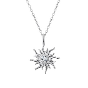 925 Sterling Silver Sun Zircon Pendant Necklace 80200509