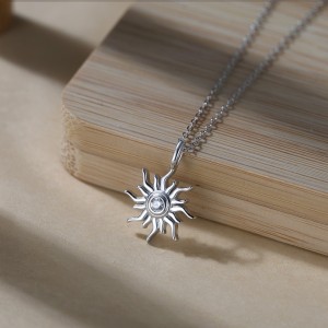 925 Sterling Silver Sun Zircon Pendant Necklace 80200509